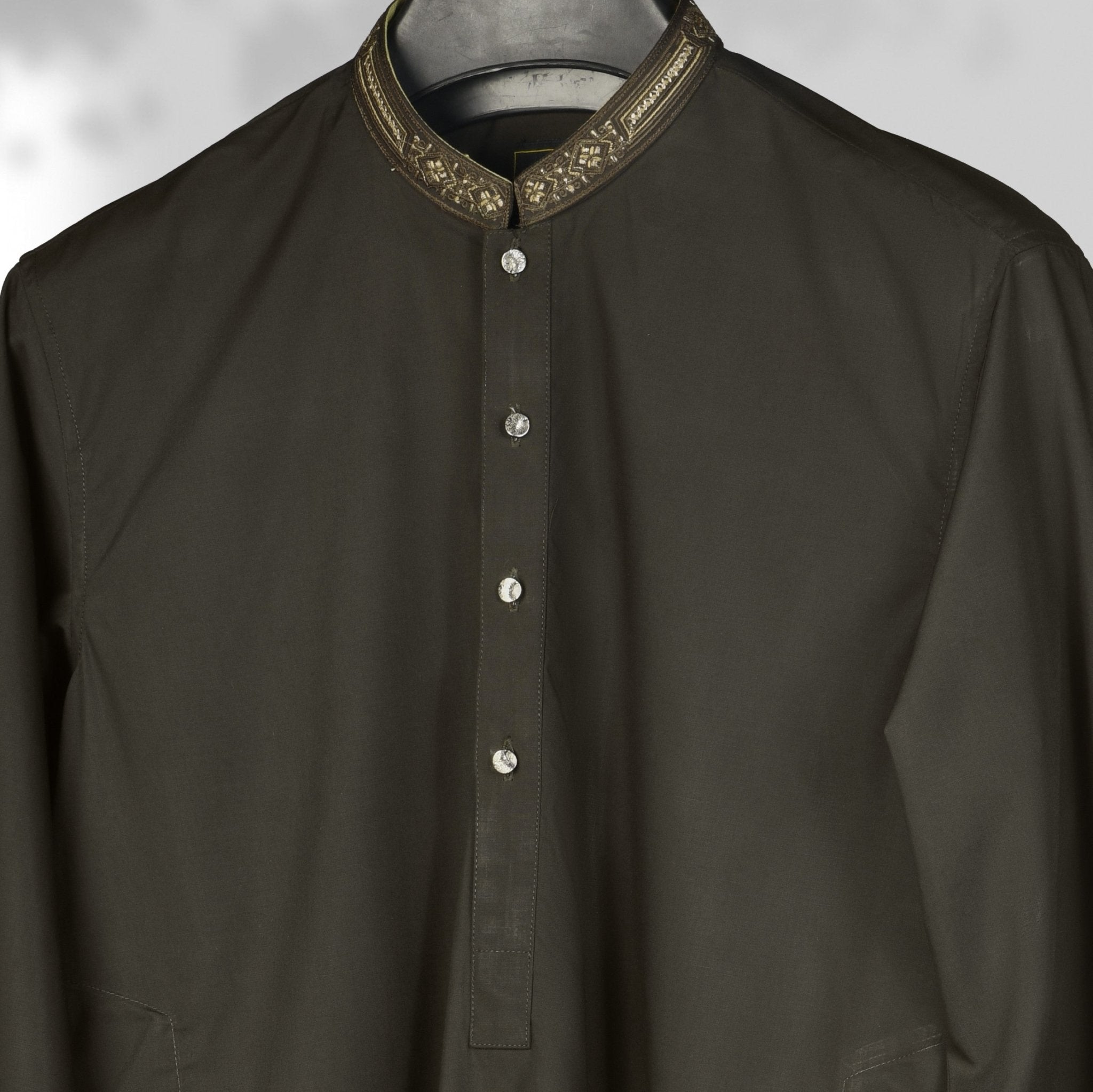 Embroidered - Forest Green Blended Kameez Shalwar - Faateh Store