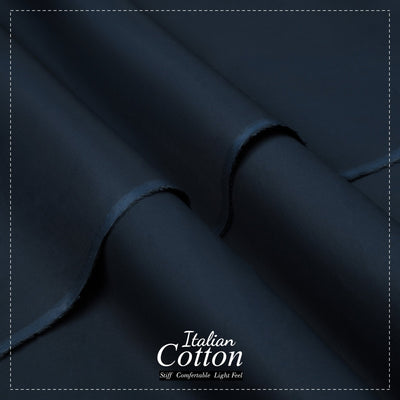 Navy Blue - Italian Cotton - Semi Stiff