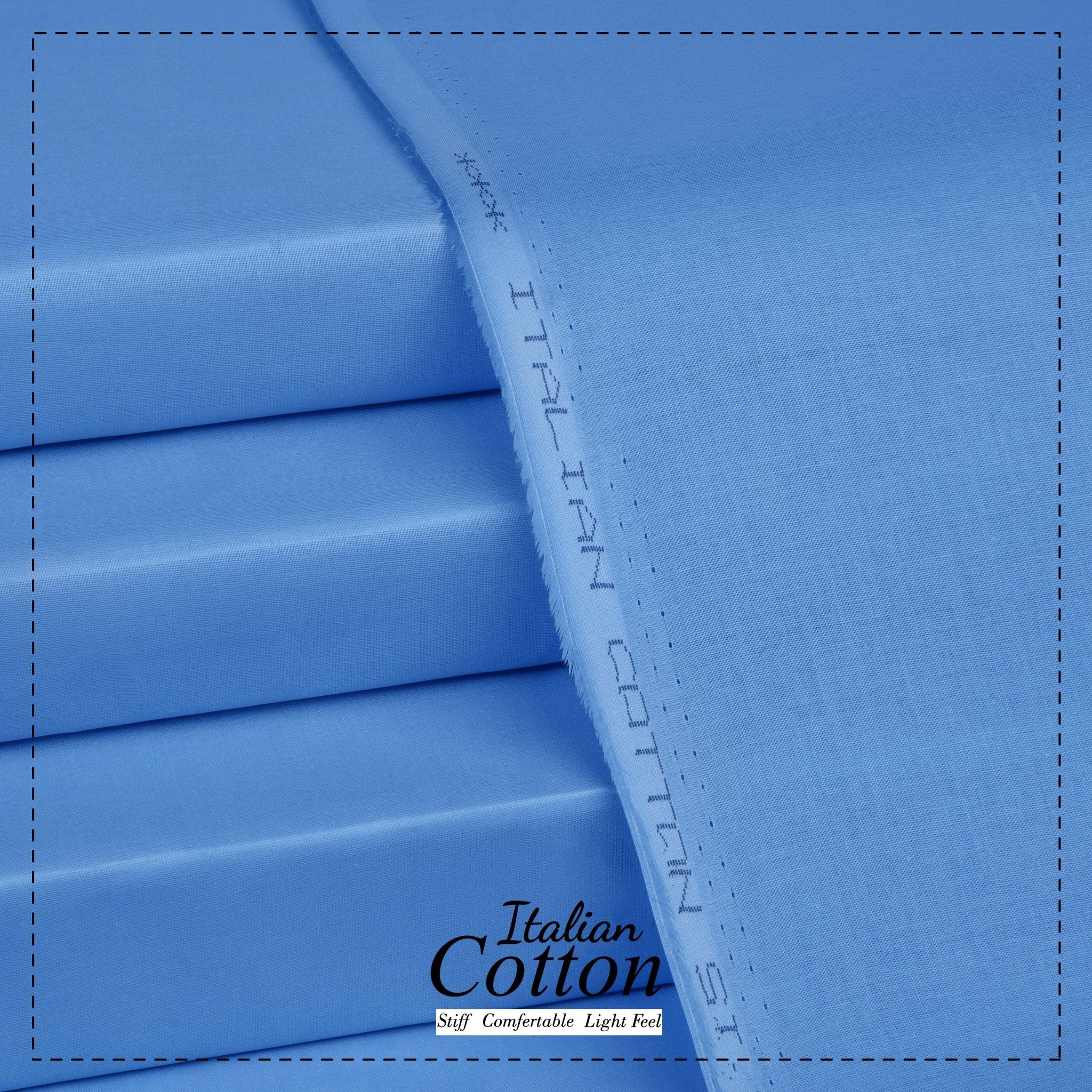 Sky Blue - Italian Cotton - Semi Stiff - Faateh Store